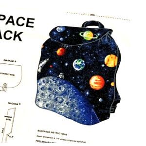 Backpack Cut & Sew Panel - Outer Space Fabric Panel Cotton School Cranston